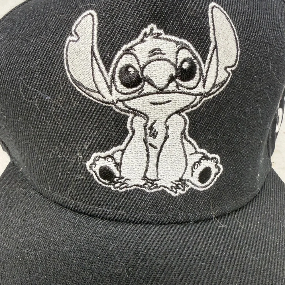 Disney Lilo & Stitch 626 Black Snapback Hat Embroidered Flat Brim Baseball Cap